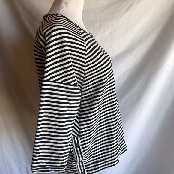 Madewell Striped Side Button Top Womens SZ M 3/4 - Picture 4 of 6